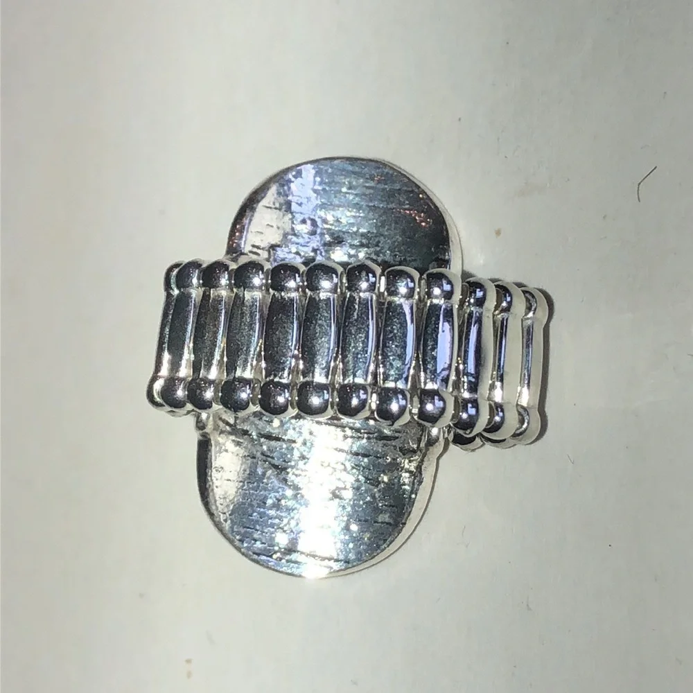 Silver Tone Ring with Pale Lavender Oval Faux Stone